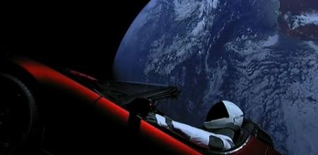 tesla roadster in space spaceman